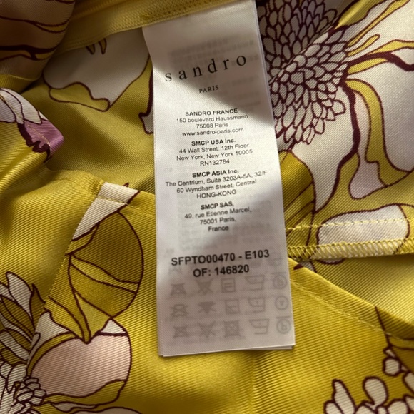 Sandro Silk Lilac Multi, Silk Printed Top, Size XS - Picture 6 of 6